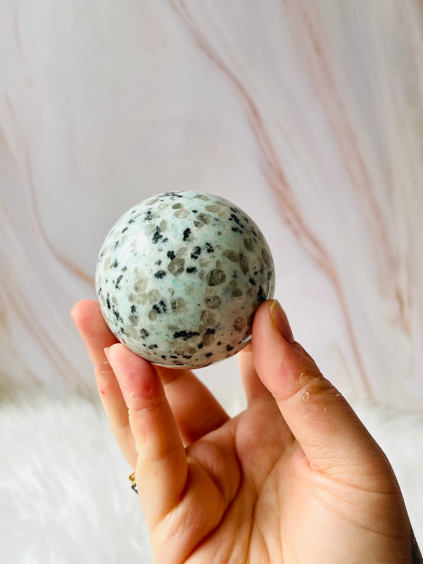 Large kiwi jasper sphere