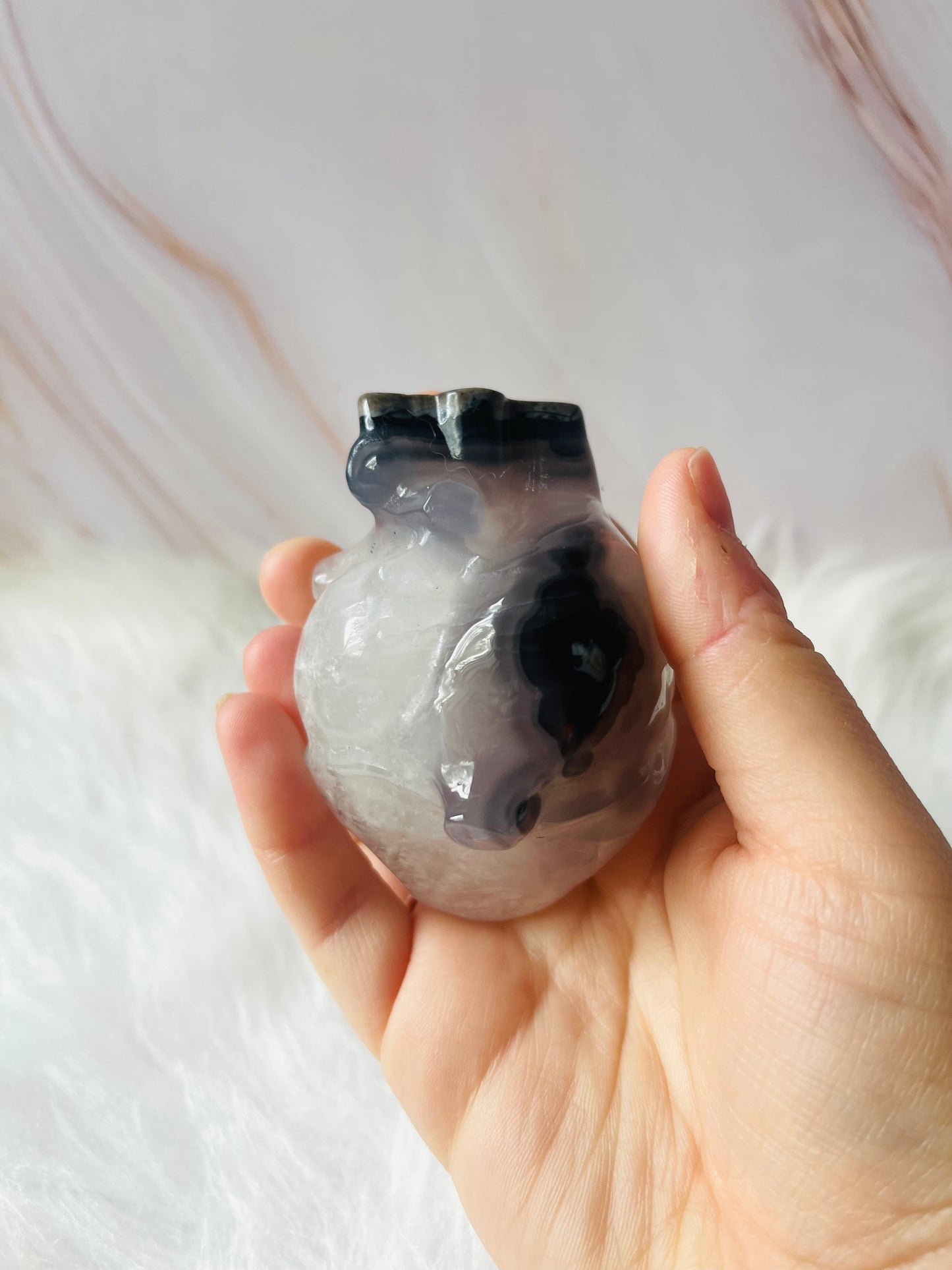 Volcano agate anatomical heart