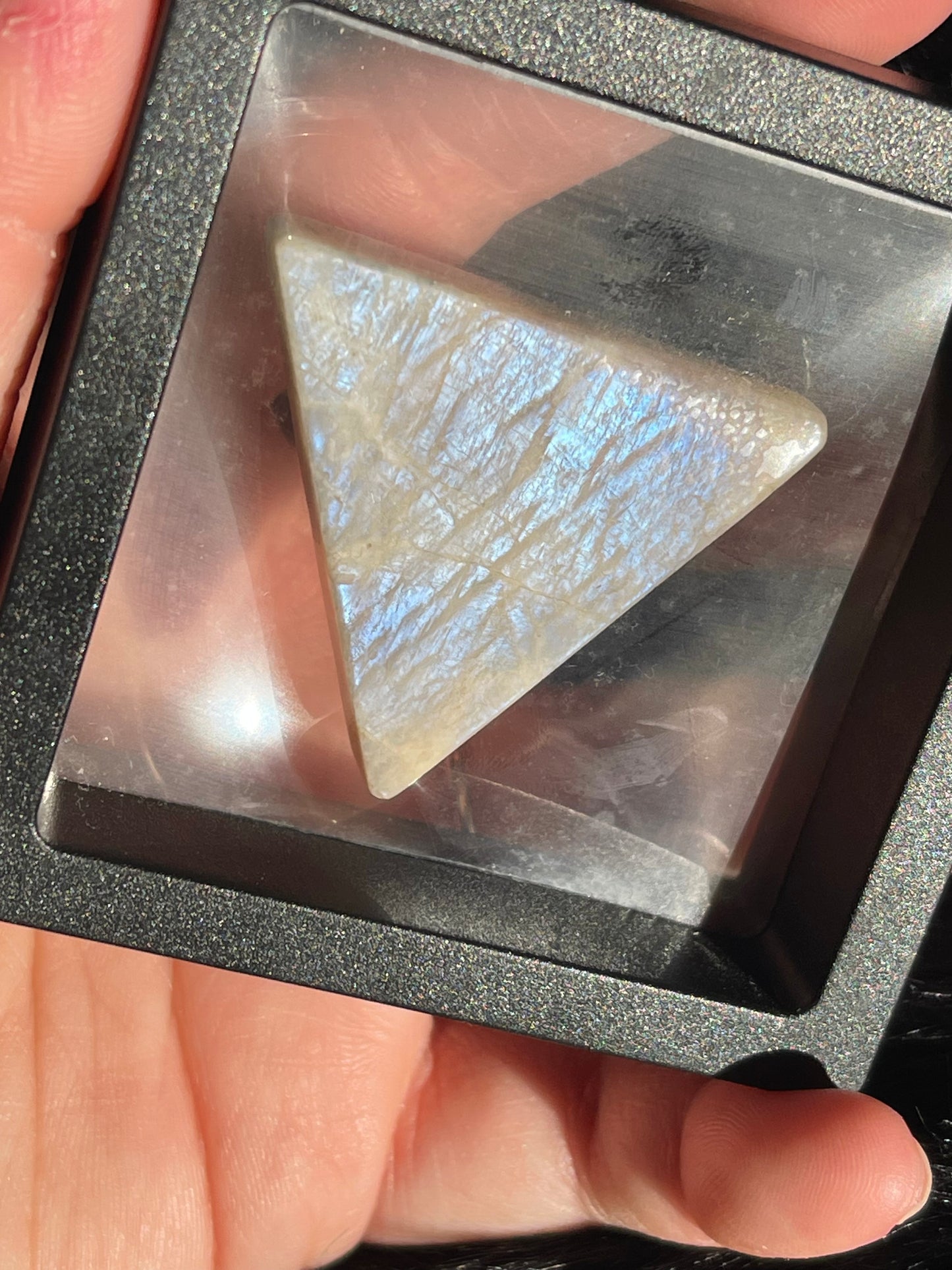 Flashy Moonstone Evil Eye Flat Pyramid