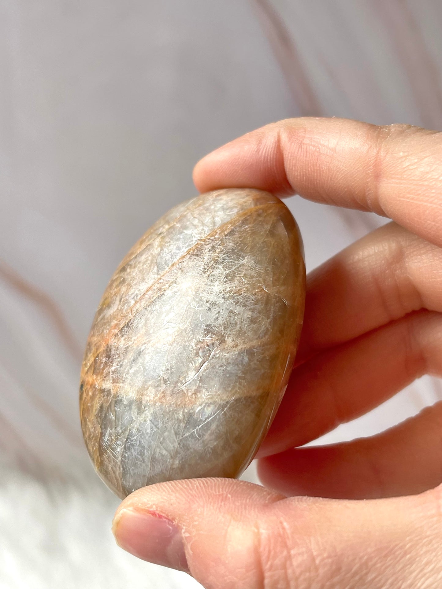 Peach moonstone palmstone