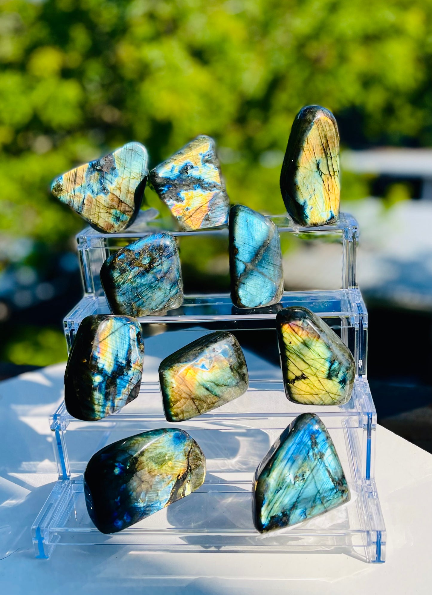 Flashy labradorite freeforms