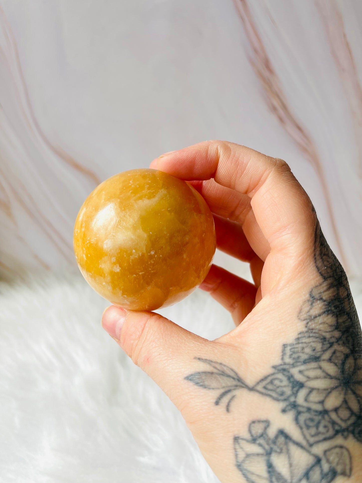Large Orange calcite sphere