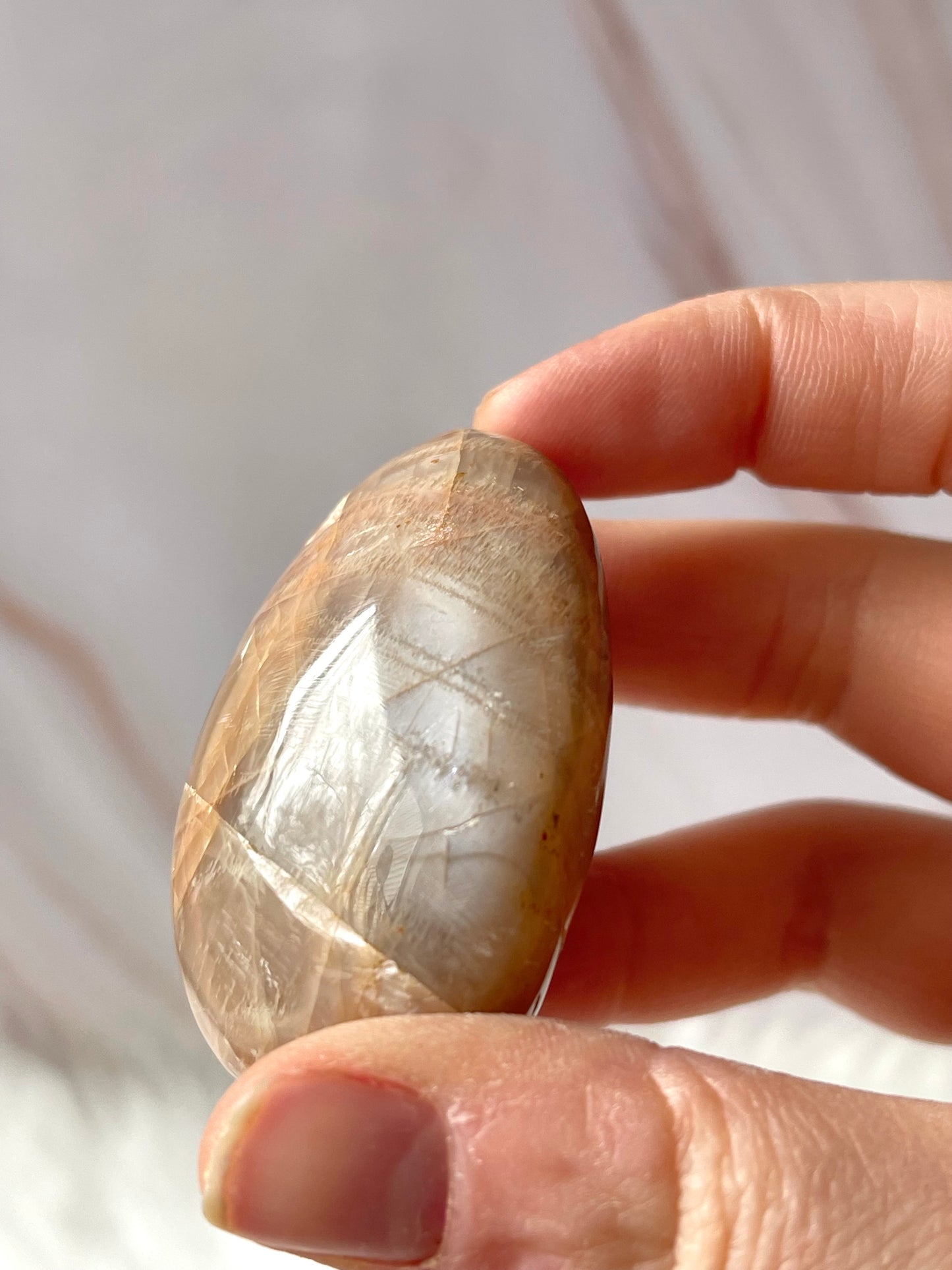 Peach moonstone palmstone