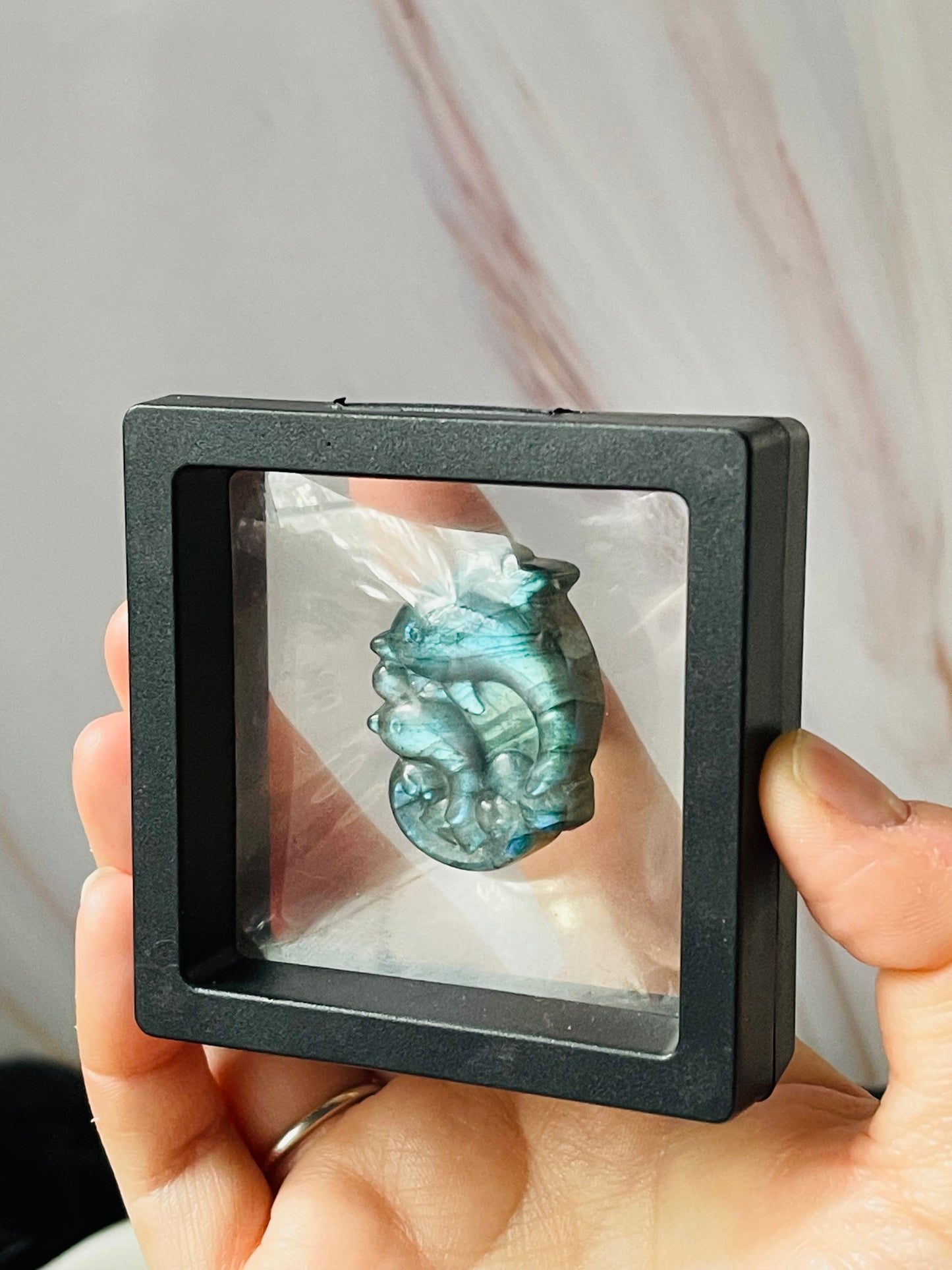 Labradorite dolphin carving