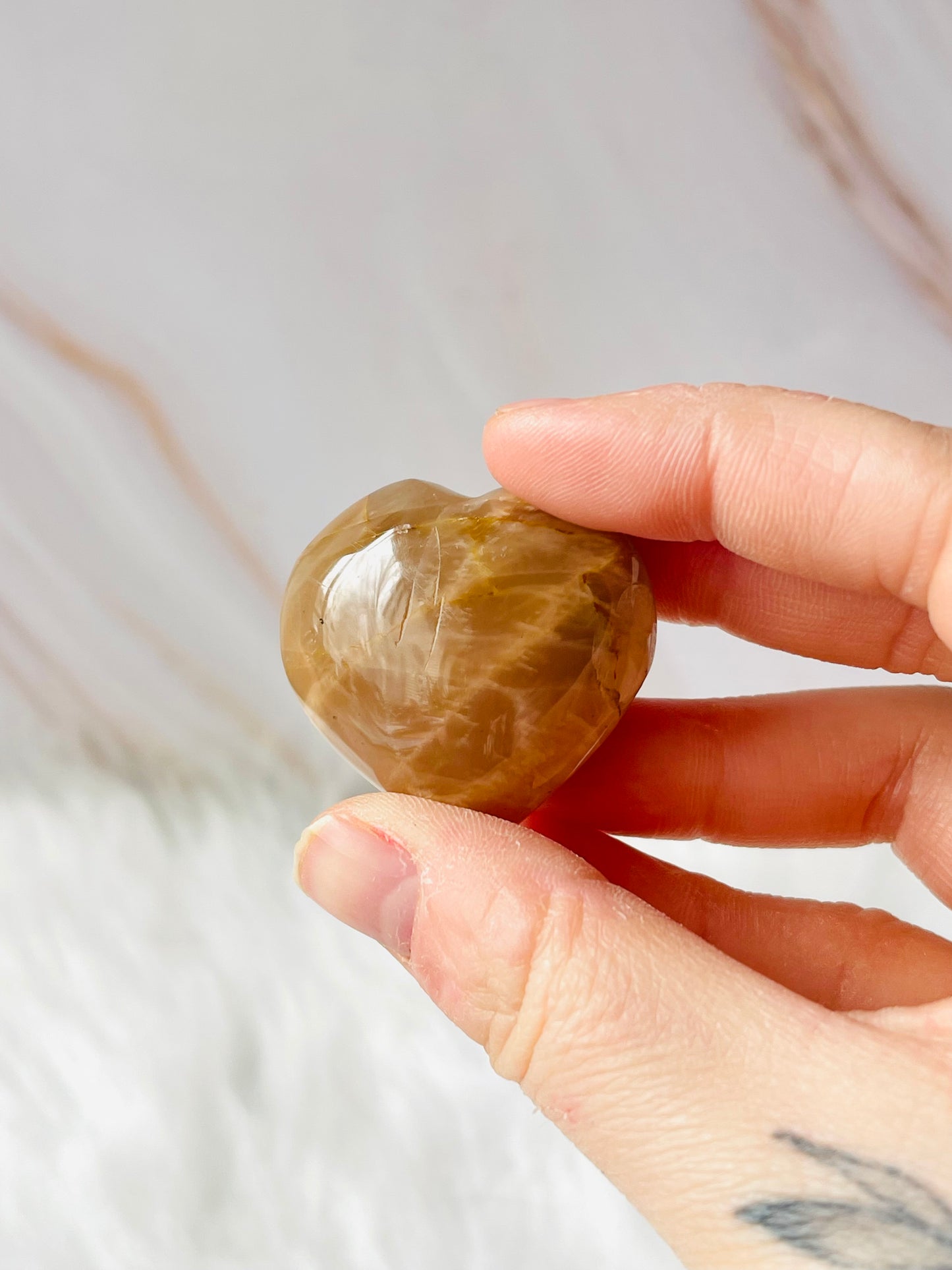 Peach moonstone heart