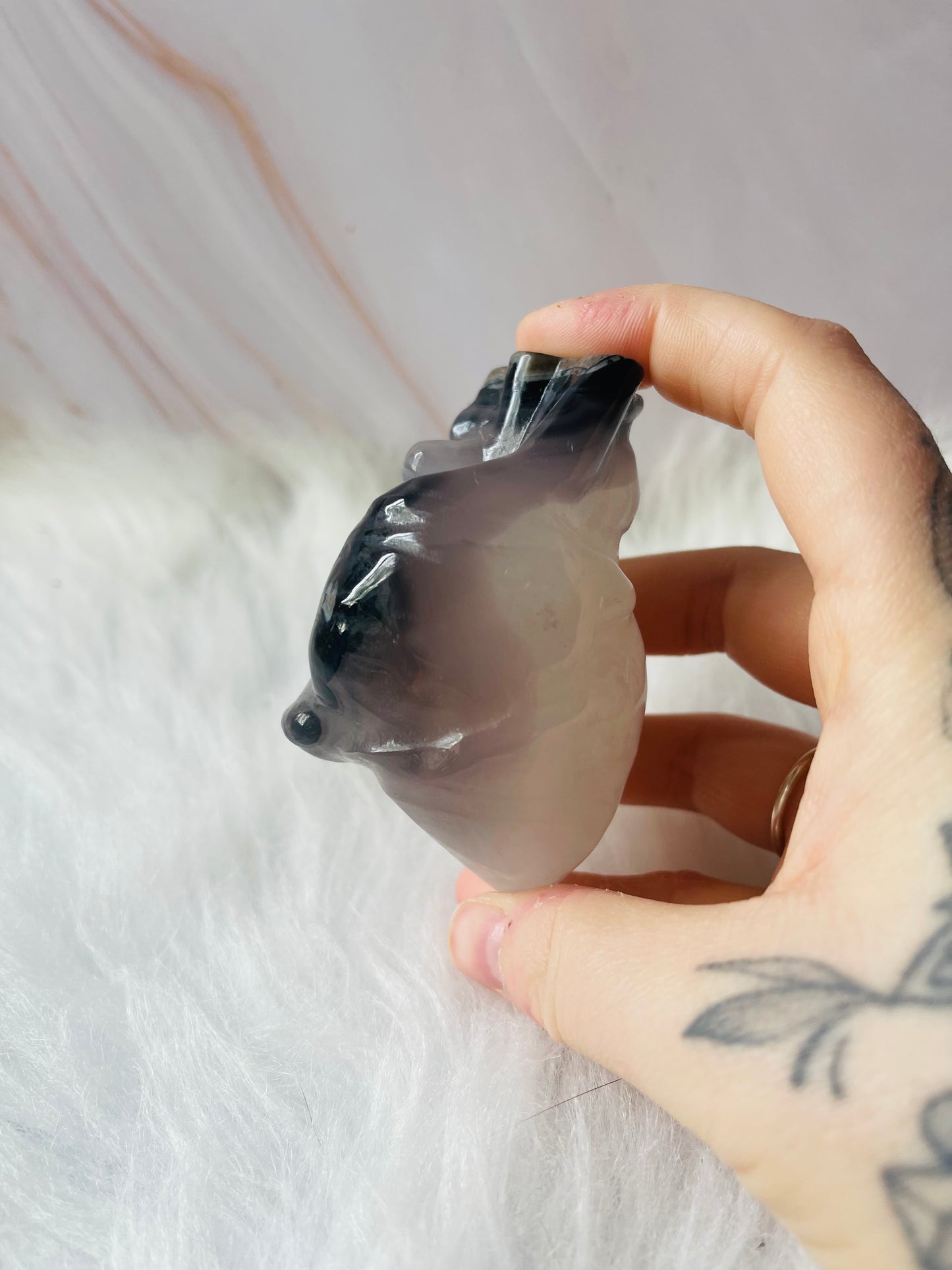 Volcano agate anatomical heart