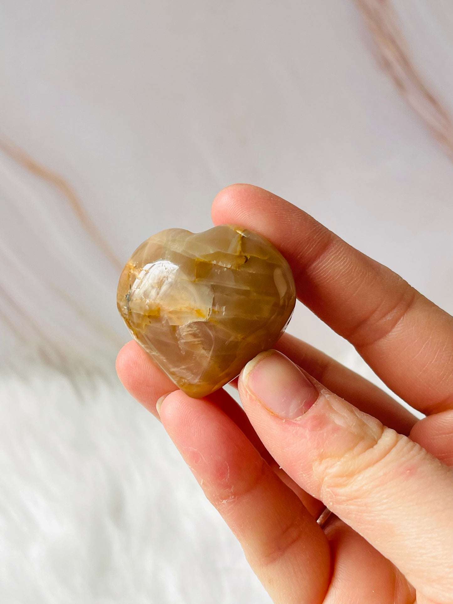 Peach moonstone heart
