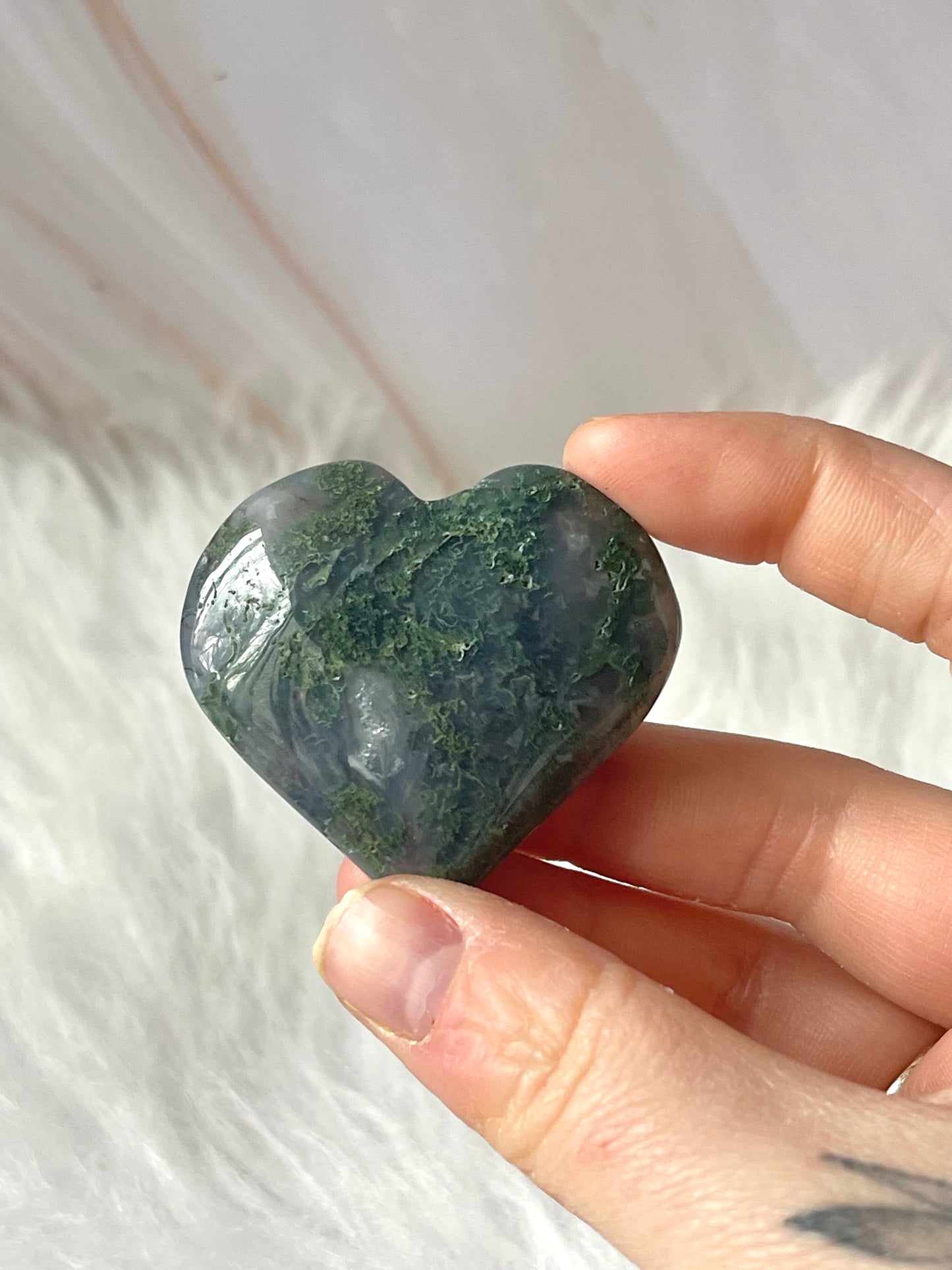 Moss agate heart