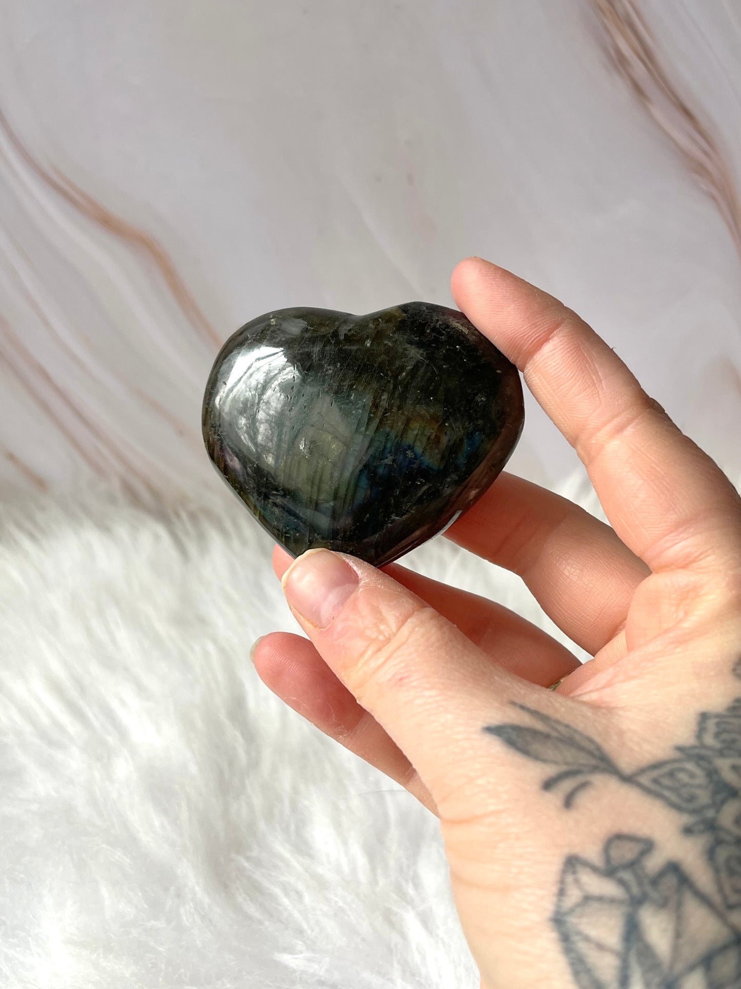 Green flash labradorite heart