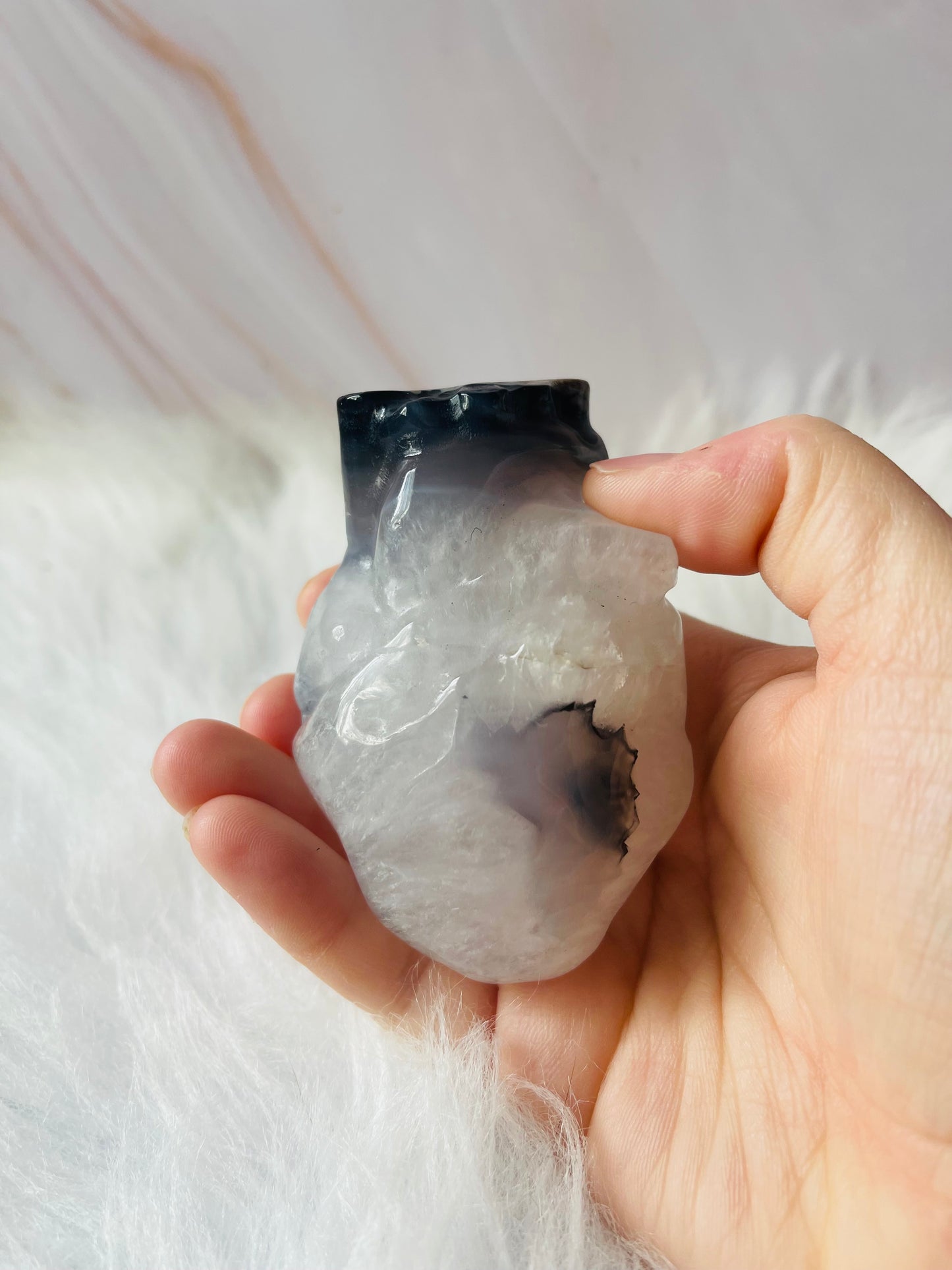 Volcano agate anatomical heart