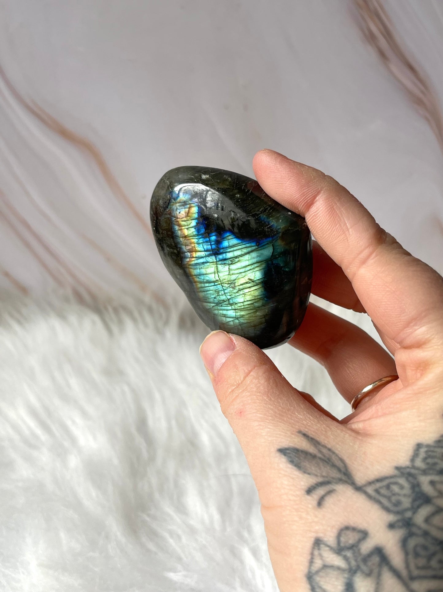 Green flash labradorite heart