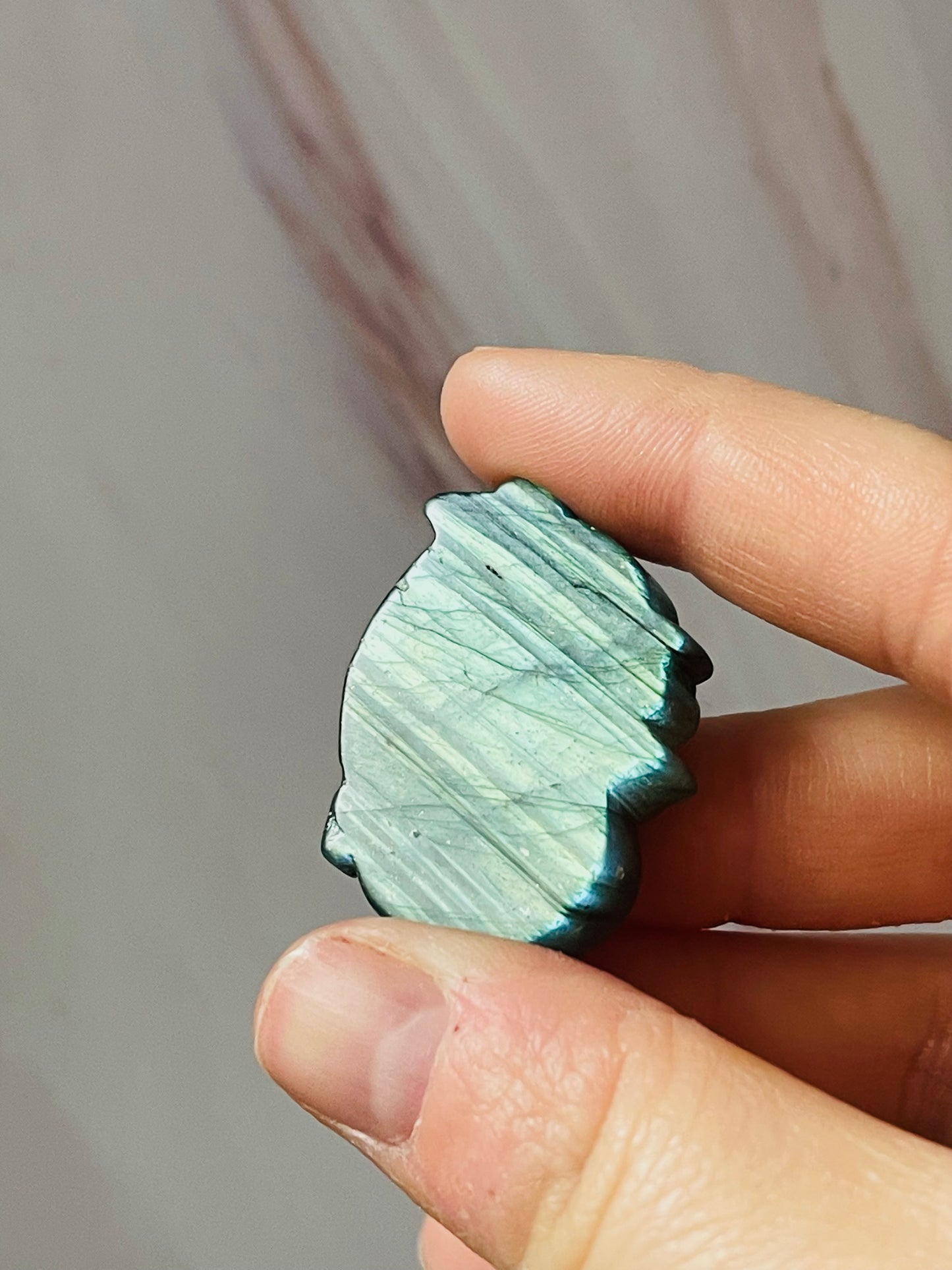 Labradorite dolphin carving