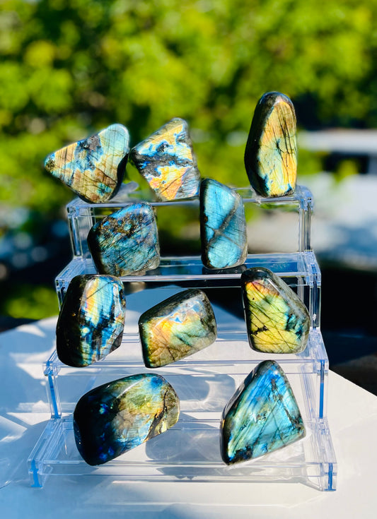 Flashy labradorite freeforms