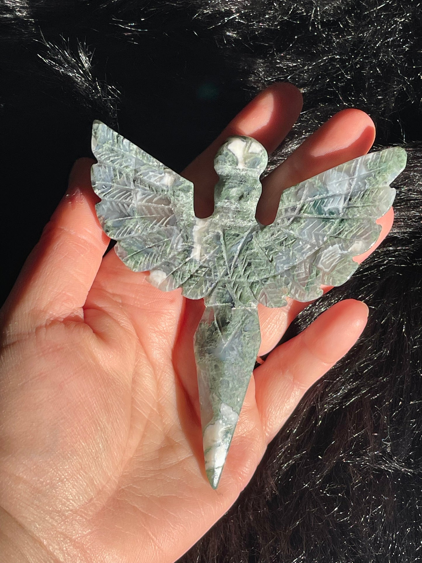 Moss Agate Angel Wings Knife