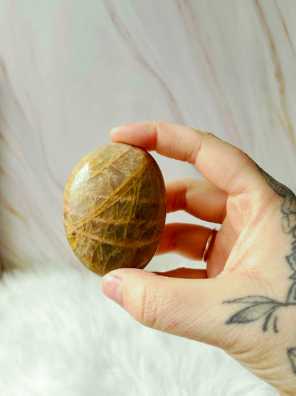 Peach moonstone palmstone