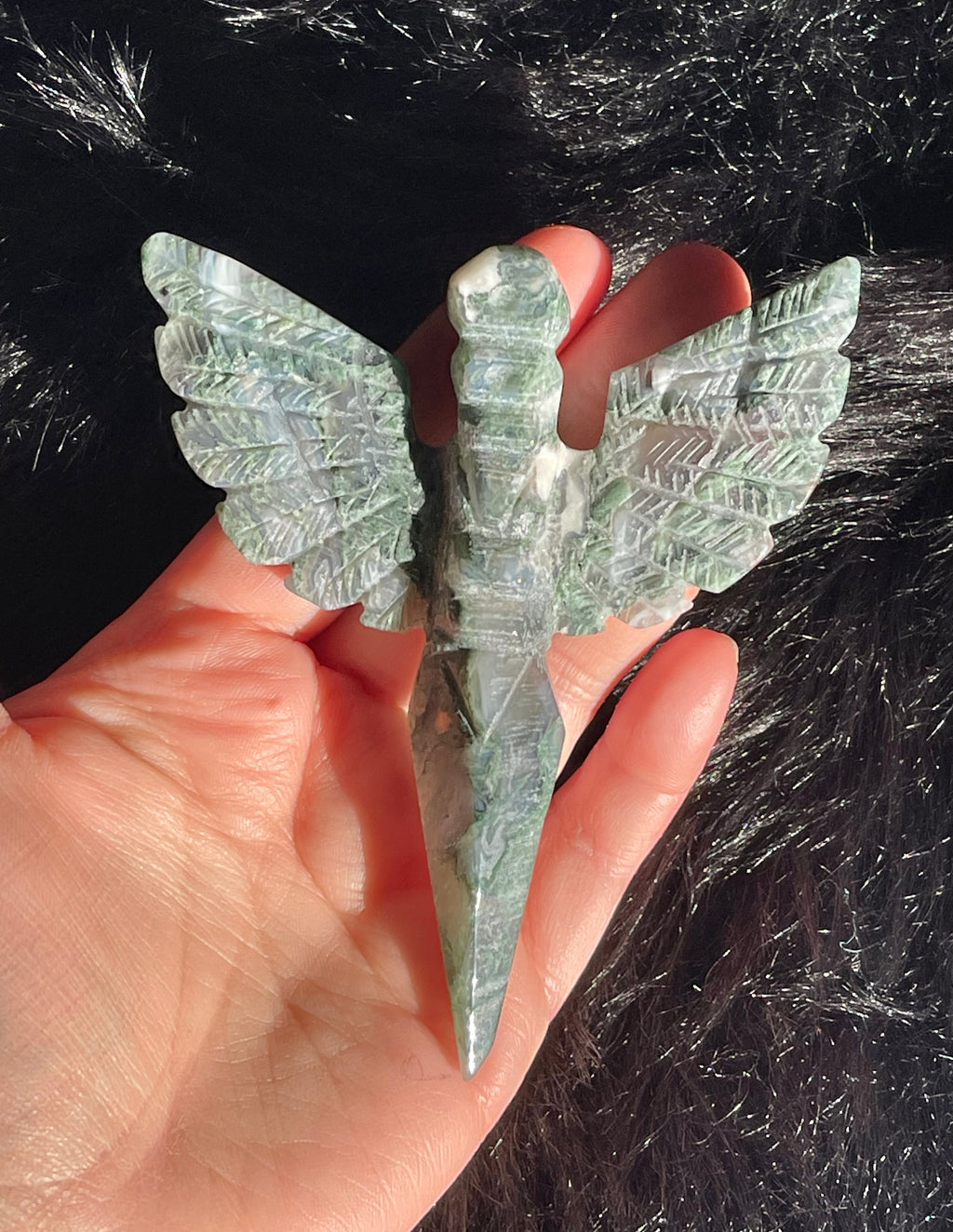 Moss Agate Angel Wings Knife