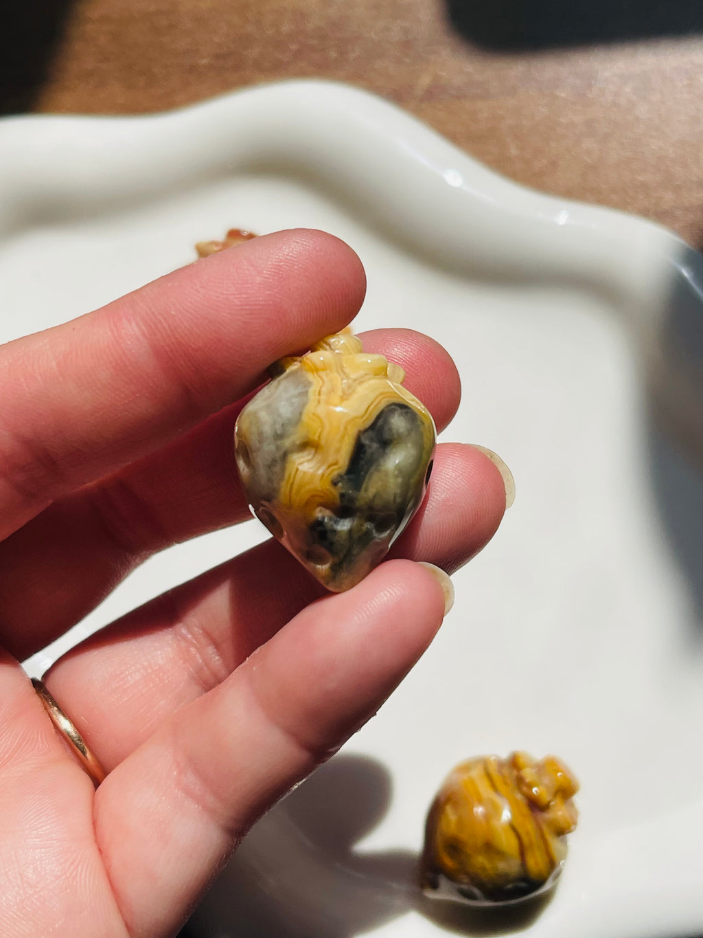 Crazy Lace Agate Strawberry Carving