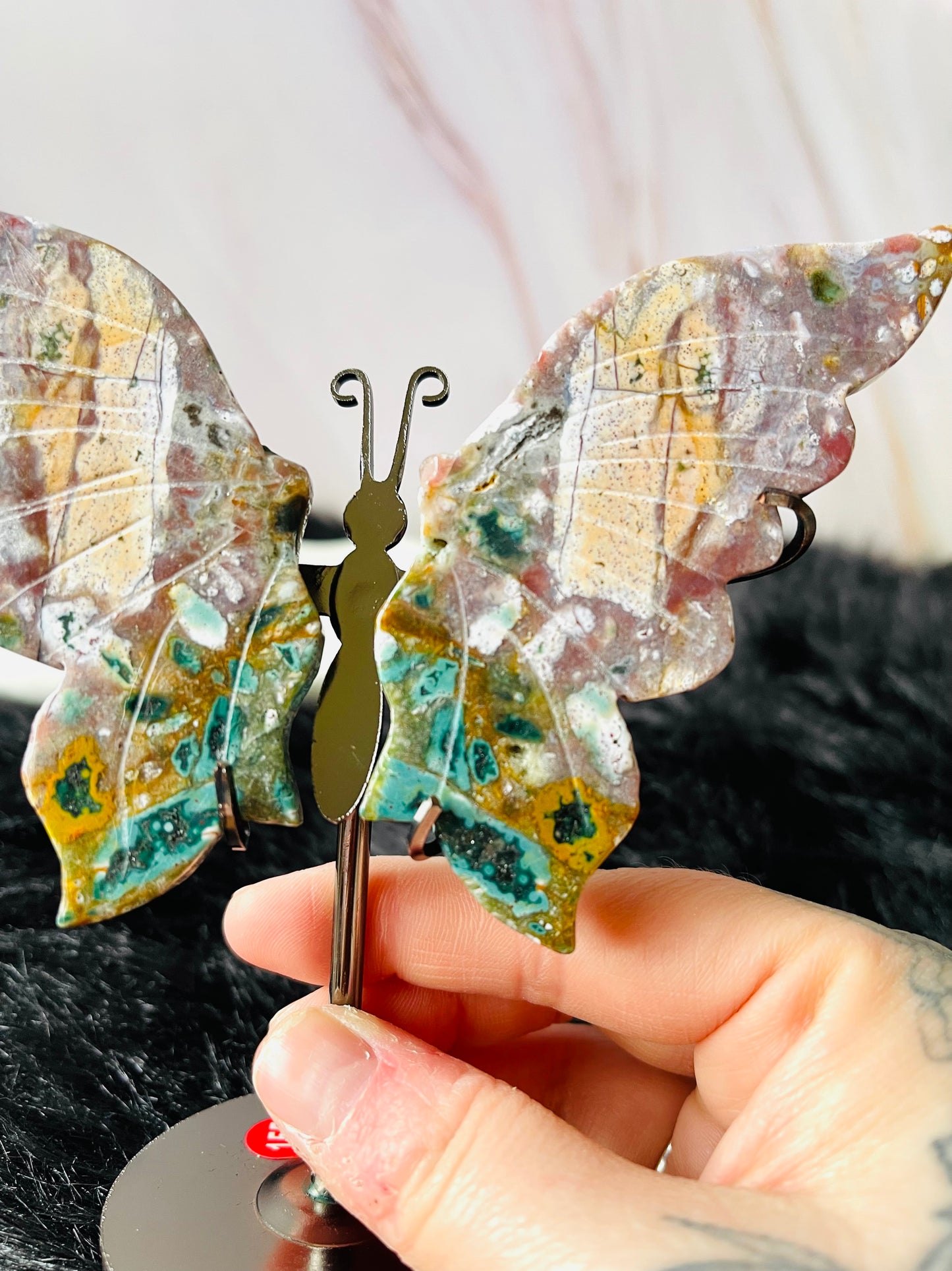 Ocean Jasper Butterfly Wings W/stand