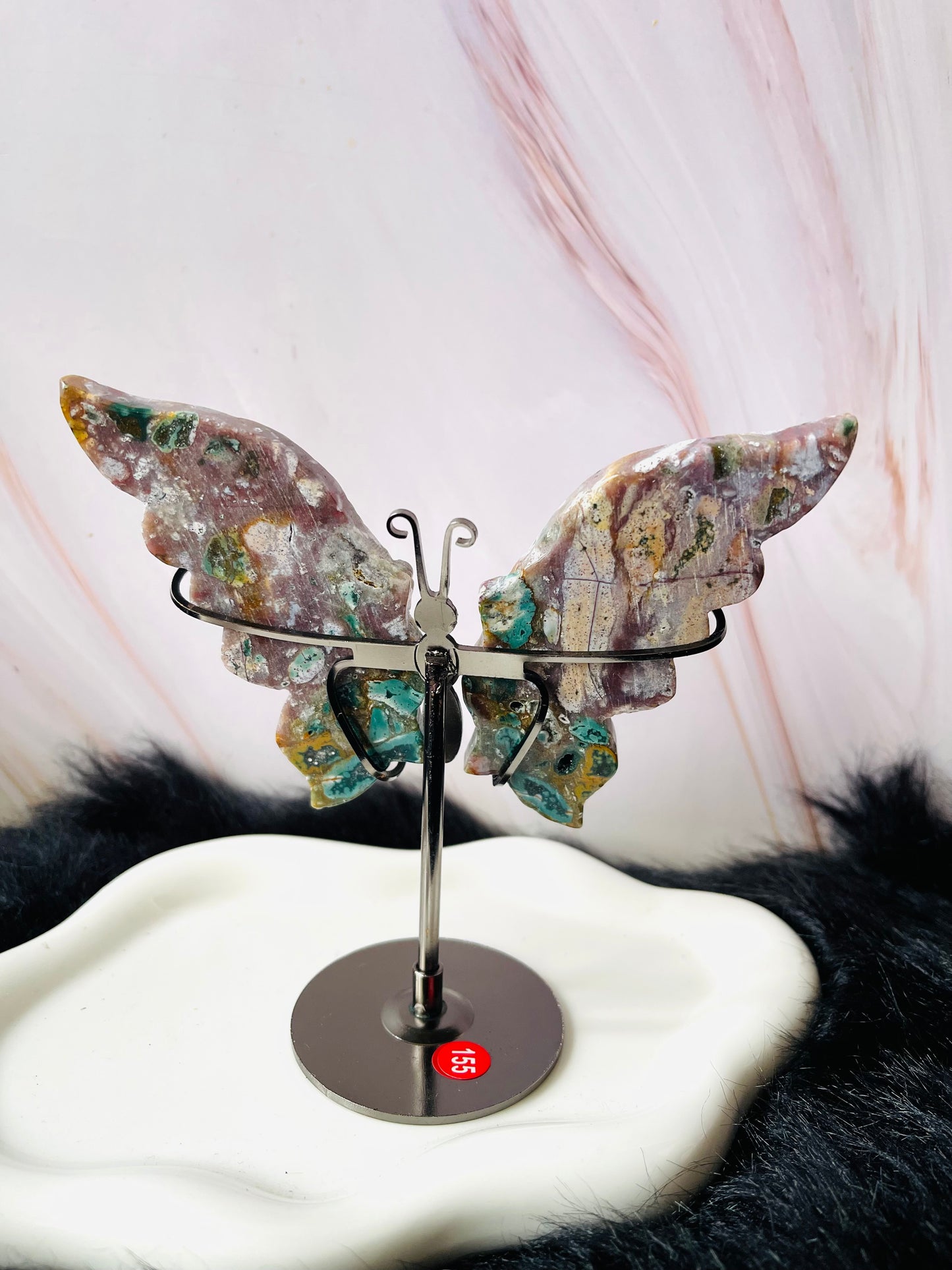 Ocean Jasper Butterfly Wings W/stand