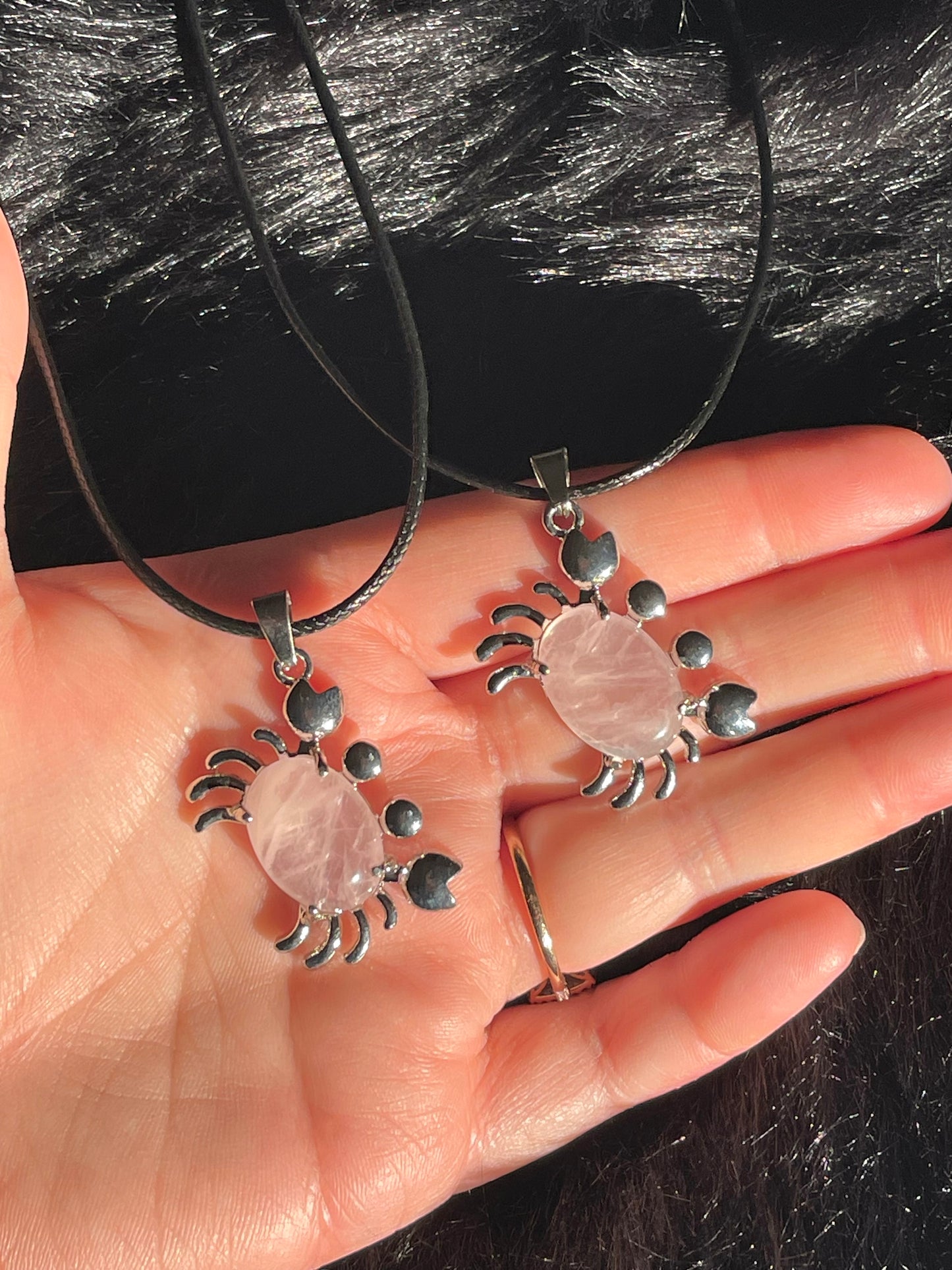 Rose Quartz Crab Necklace