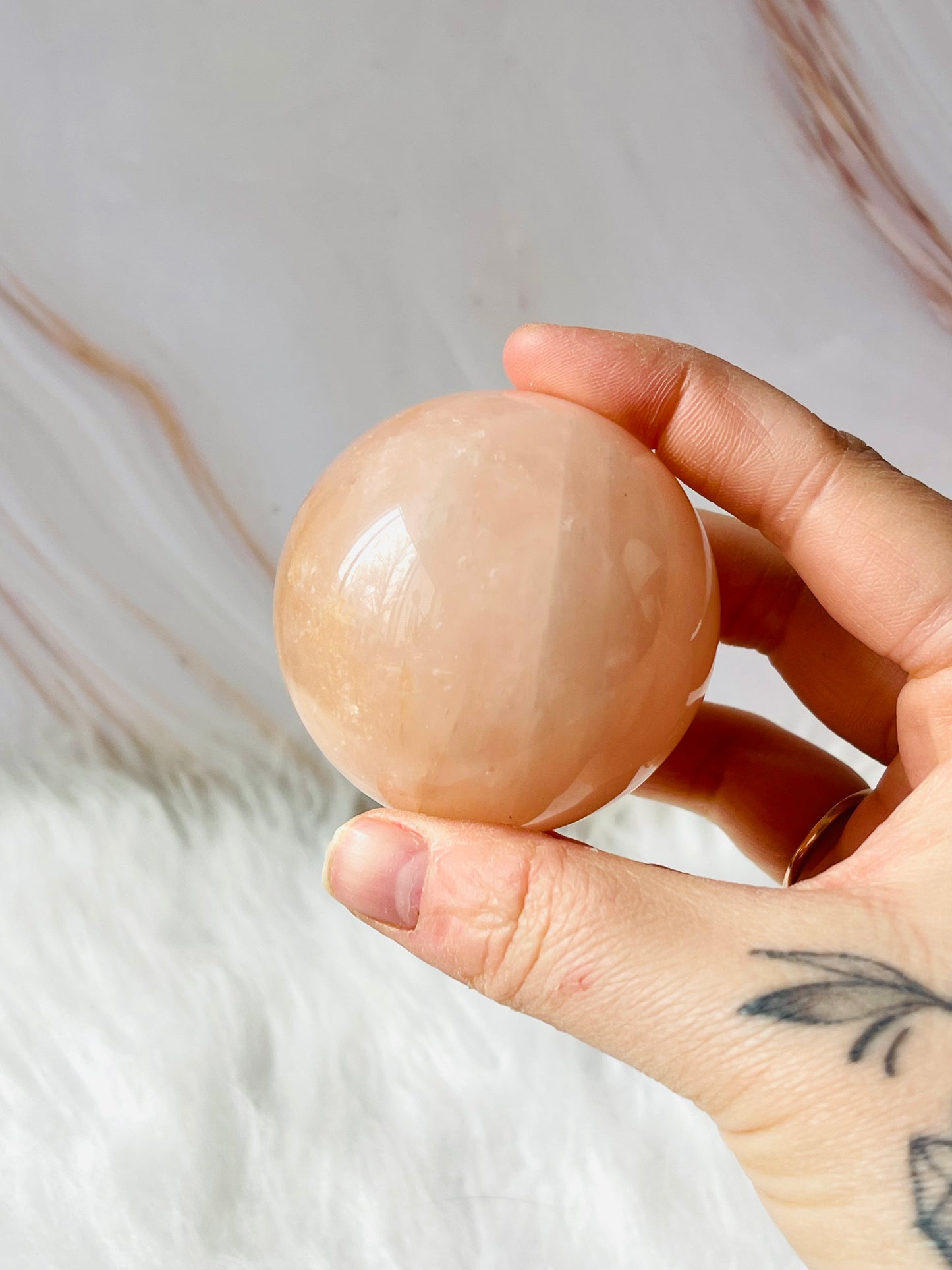 Large rose quartz sphere