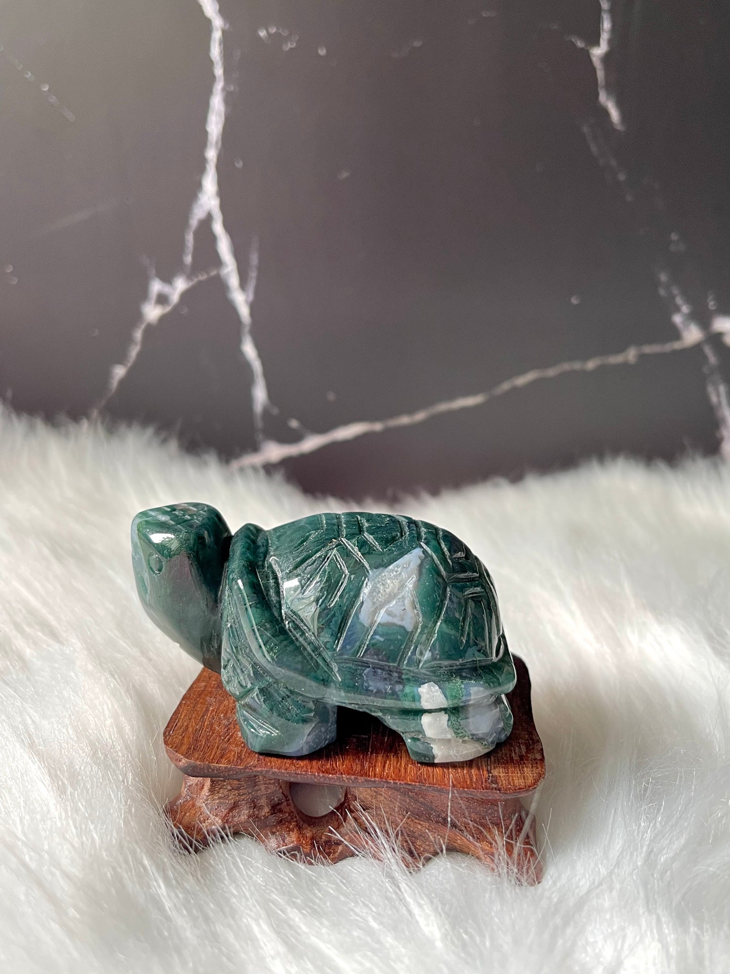 Moss agate turtle large