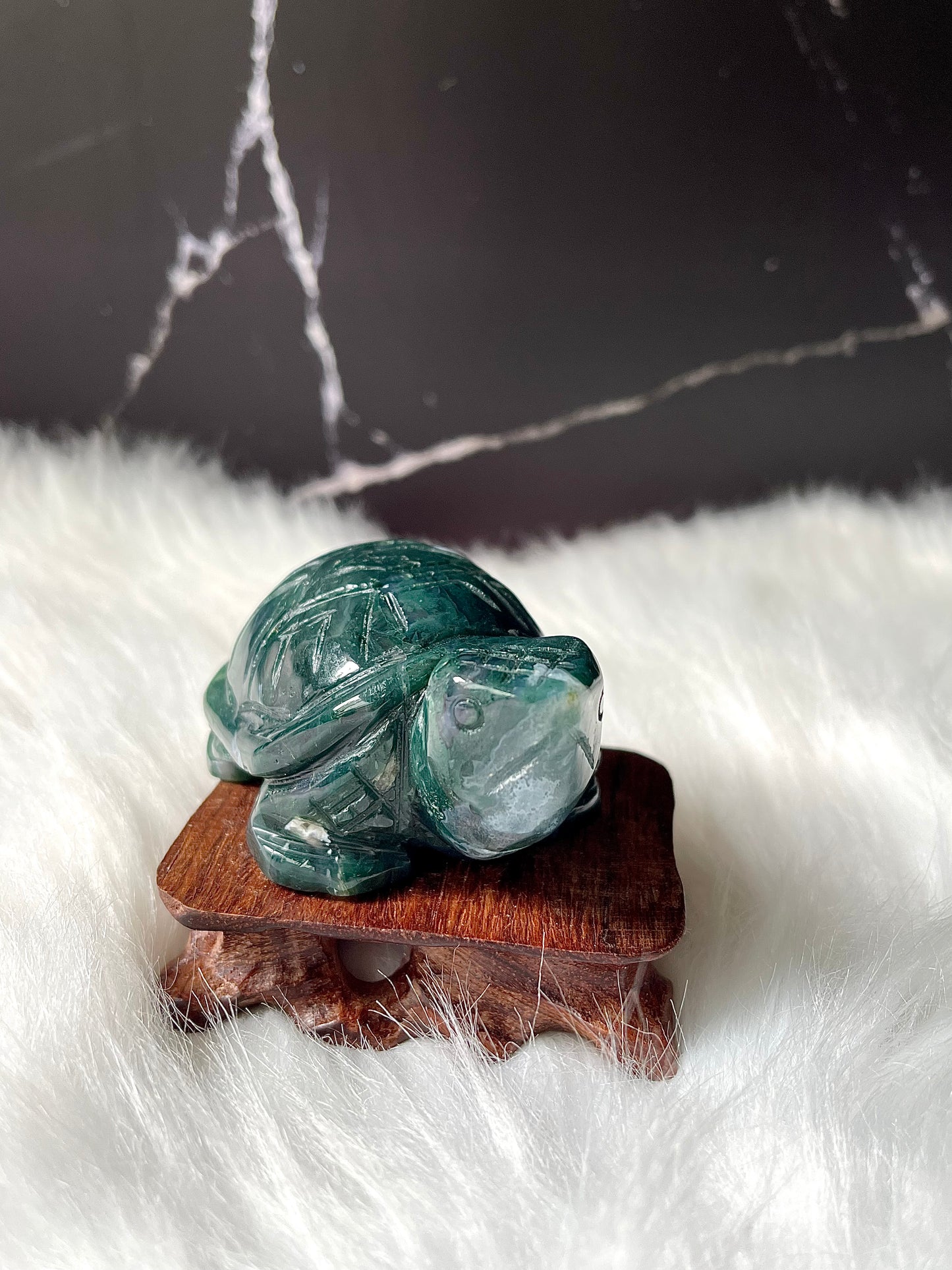 Moss agate turtle large